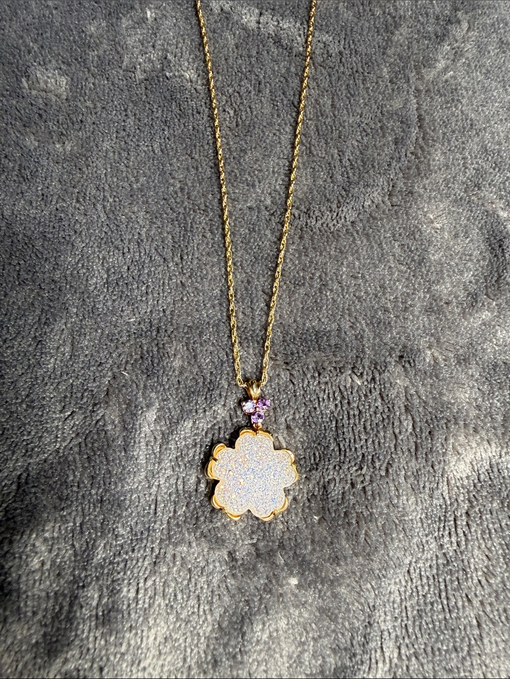 Gold TonePlated Sterling Silver Flower Pendant Necklace